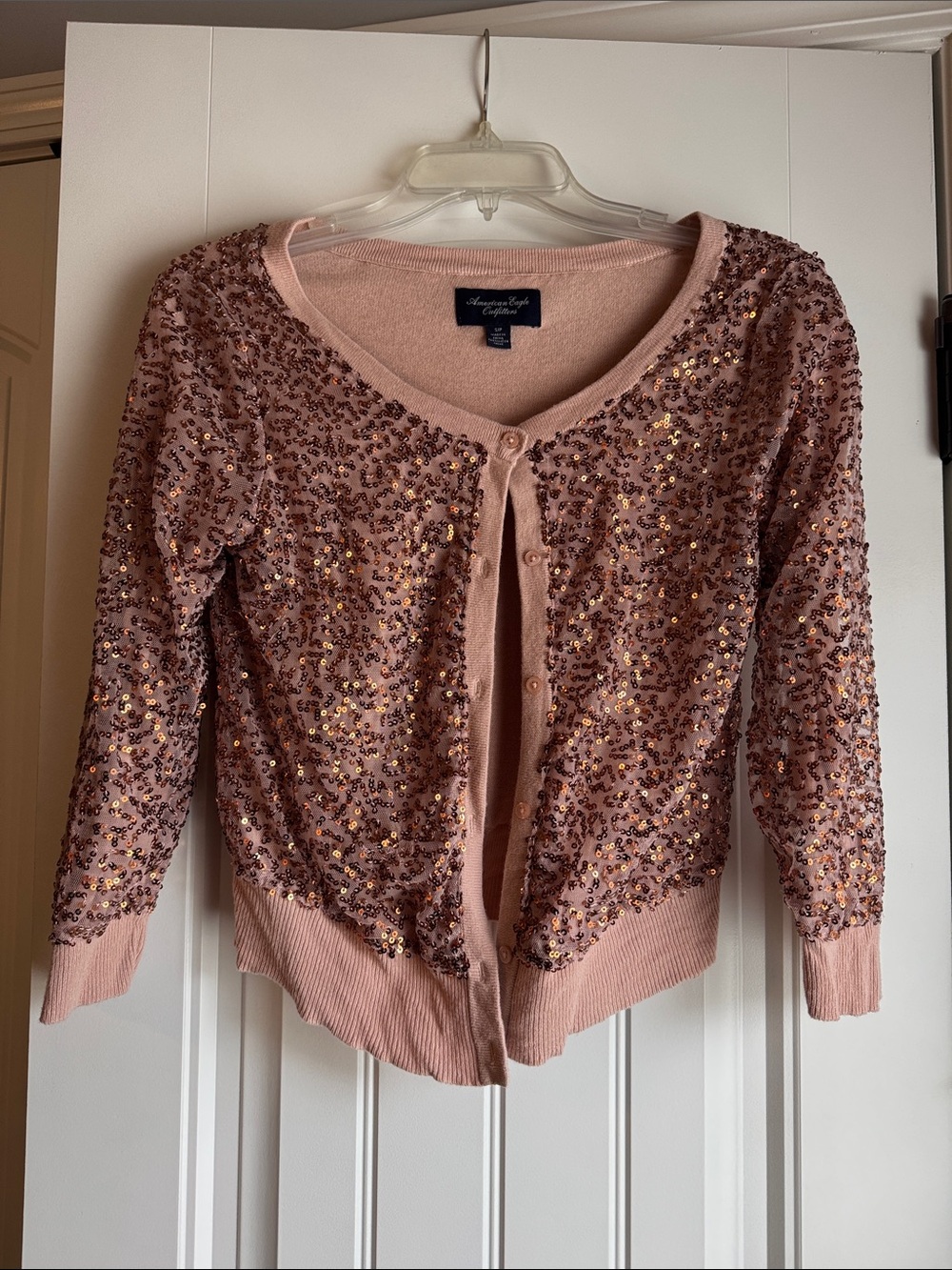 Rose Gold Sequin Crop Sweater